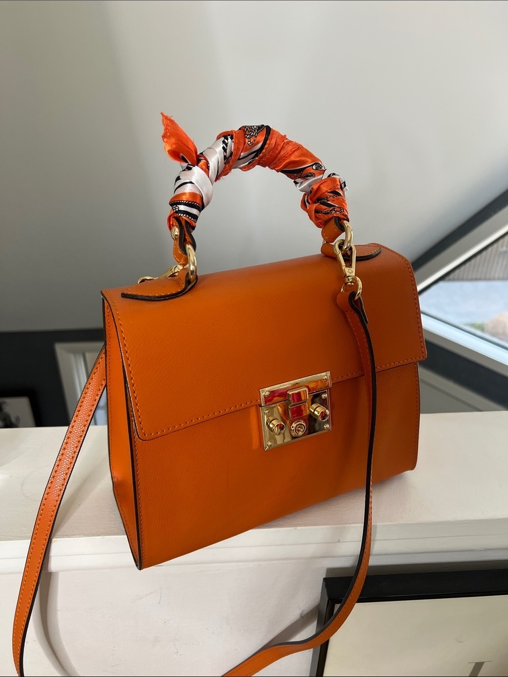 Borse in Pelle Orange Leather Bag - Made in Italy